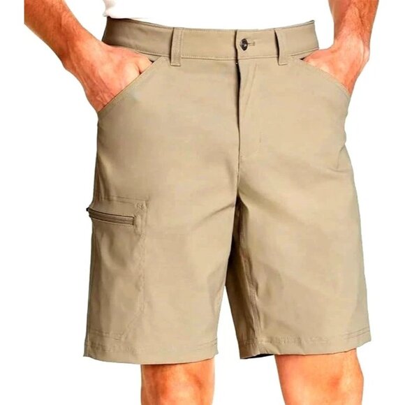 NEW Eddie Bauer Men's Size 30 Rainier 10" Tech Shorts Tan Outdoor Cargo - Picture 1 of 6